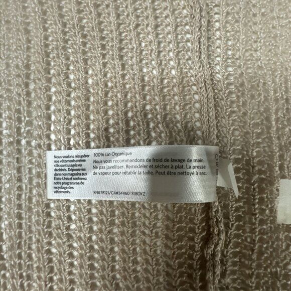 100% Organic Linen Cardigan Eileen Fisher Open Weave- Small, Beige - Picture 5 of 5